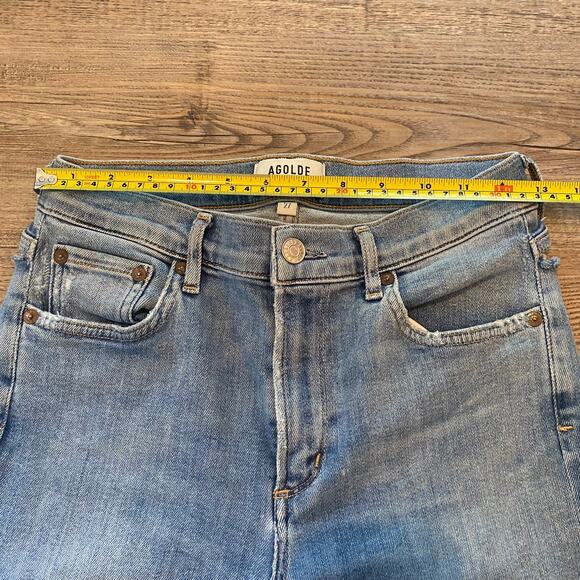 AGOLDE Sophie Medium Wash Skinny Jeans Preppy Distressed Frayed Women's size 27 - Picture 6 of 9